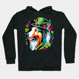 Shetland Sheepdog Embraces Saint Patrick's Day Spirit Hoodie